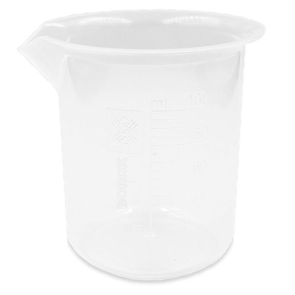 Borox Plastik Beher 100 ml - Kabartma Dereceli - Plastic Beaker Autoclavable - 12 Adet Toptan