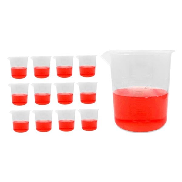 Borox Plastik Beher 250 ml - Kabartma Dereceli - Plastic Beaker Autoclavable - 12 Adet Toptan