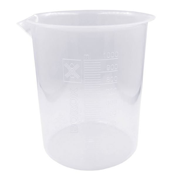 Borox Plastik Beher 1000 ml - Kabartma Dereceli - Plastic Beaker Autoclavable - 6 Adet Toptan