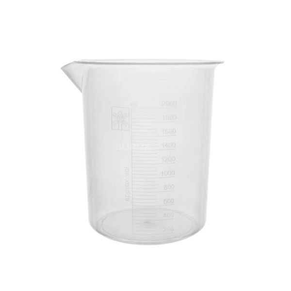Borox Plastik Beher 2000 ml - Kabartma Dereceli - Plastic Beaker Autoclavable - 6 Adet Toptan