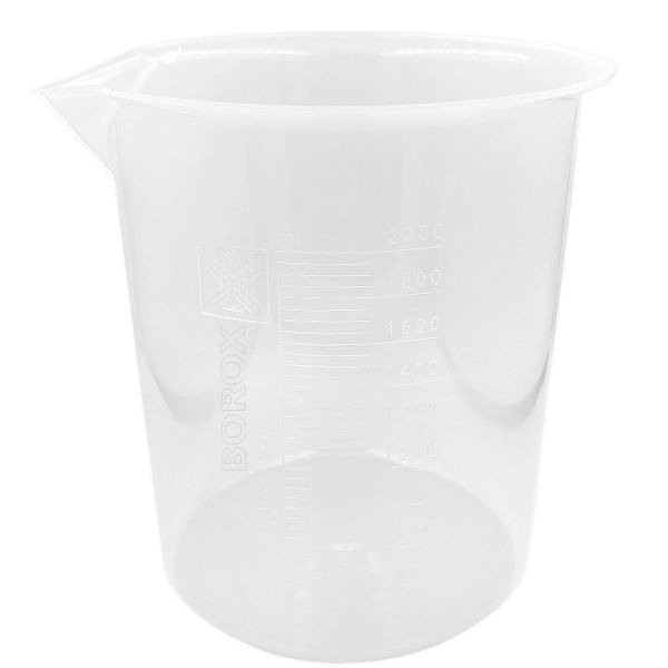 Borox Plastik Beher 2000 ml - Kabartma Dereceli - Plastic Beaker Autoclavable - 6 Adet Toptan