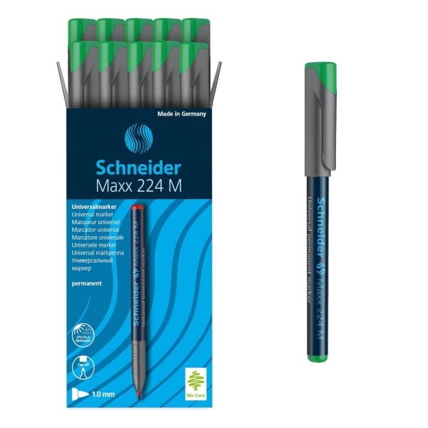 Schneider Maxx224 Asetat Kalemi Yeşil - 1.0mm M - Cam Kalemi - 10 Adet