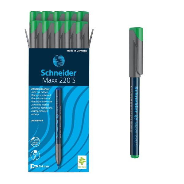 Schneider Maxx220 Asetat Kalemi Yeşil - 0.4mm S - Cam Kalemi - 10 Adet