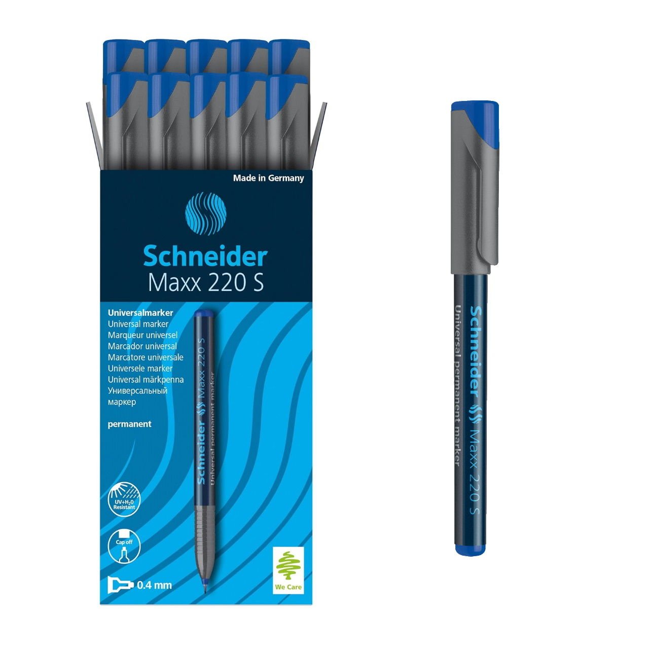 Schneider Maxx220 Asetat Kalemi Mavi - 0.4mm S - Cam Kalemi - 10 Adet