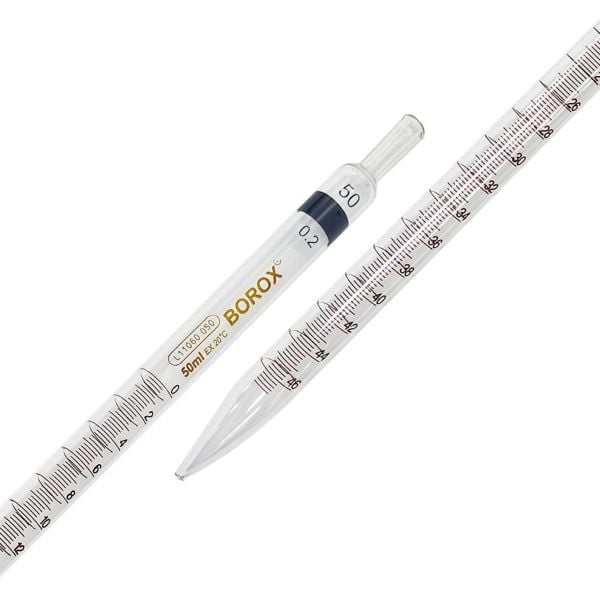 Borox Cam Dereceli Pipet 50 ml - Serolojik Pipet - 10 Adet