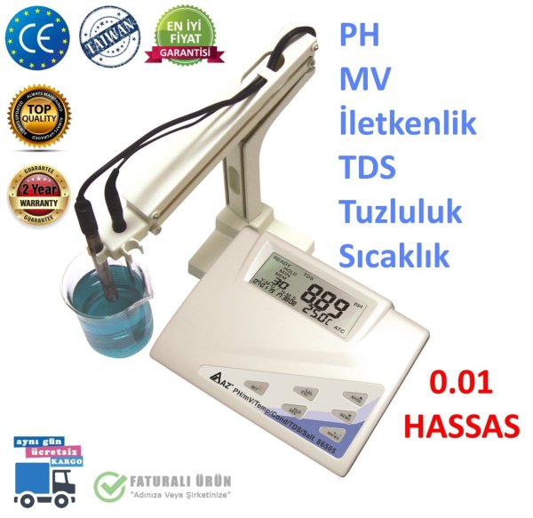 AZ 86505 pH EC TDS Tuzluluk Sıcaklık Ölçüm Cihazı - Masatipi