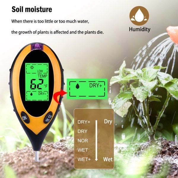 pH Ölçer - Nem Işık Sıcaklık - Dijital Toprak Ölçüm Cihazı