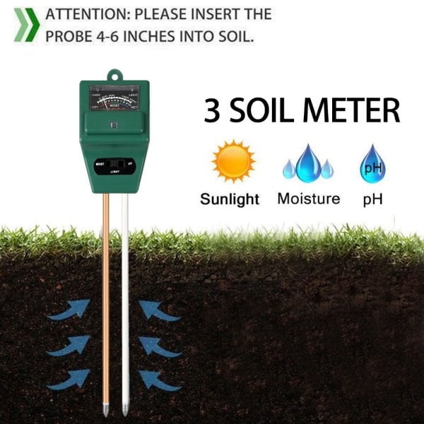 Toprak pH Ölçer ve Nem Işık Metre - Toprak Ölçüm Cihazı