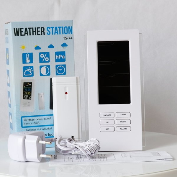 Dijital Termometre İç Dış Wireless Hava Takip Sistemi -Beyaz
