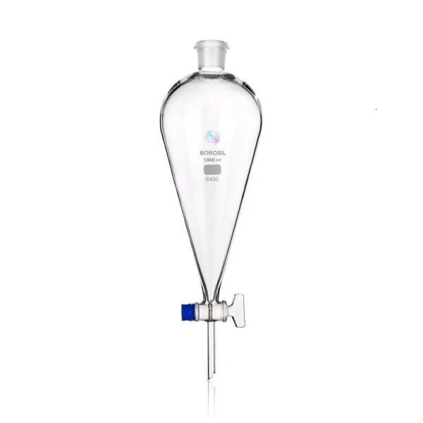 Borosil Cam Ayırma Hunisi 60 ml - Cam Musluklu Tıpalı Huni