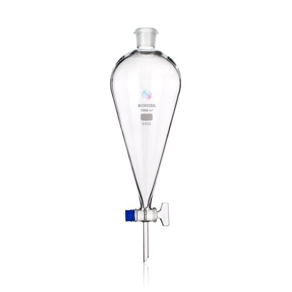 Borosil Cam Ayırma Hunisi 125 ml - Cam Musluklu Tıpalı Huni