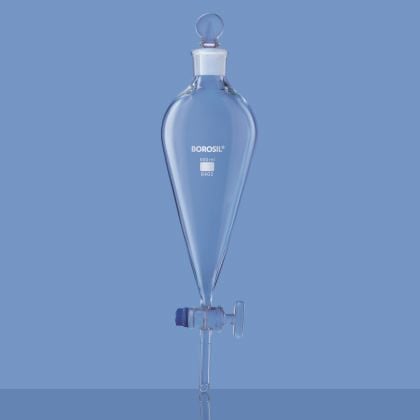 Borosil Cam Ayırma Hunisi 1000 ml - Cam Musluklu Tıpalı Huni