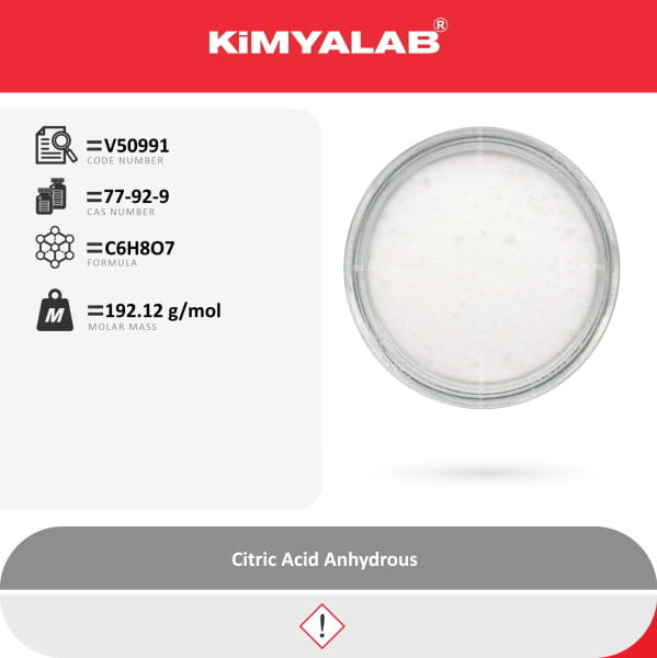 Kimyalab Sitrik Asit Susuz 5 Kg - Farma Kalite - Citric Acid Anhydrous