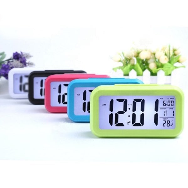 Dijital Çalar Saat Mavi - Termometre - Alarm - Masa Saati