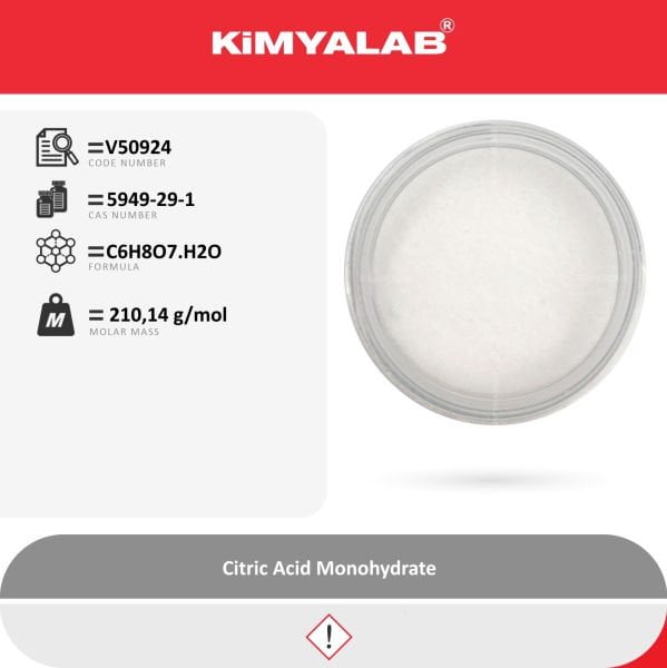 Kimyalab Sitrik Asit Monohidrat E330 - Citric Acid Monohydrate USP - 5 Kg-HDPE Varil