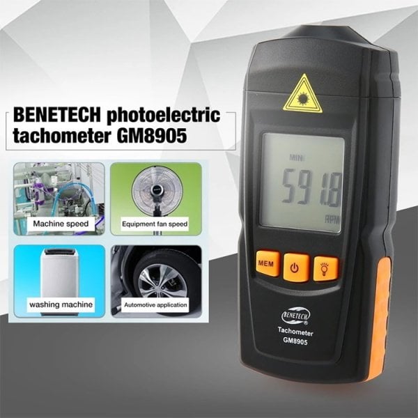 Benetech GM8905 Takometre Lazer RPM Tester - Motor Hız Ölçer