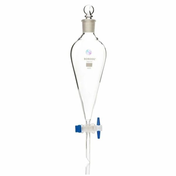 Borosil Cam Ayırma Hunisi 2000 ml - Teflon Musluklu Tıpalı