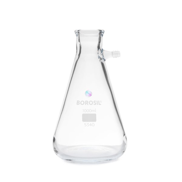 Borosil Cam Nuçe Erlen 1000 ml - Cam Yan Kollu Vakum Erleni