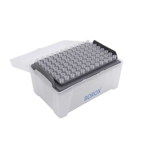 Borox Filtreli Pipet Ucu Steril 10 µl - Uzun Şeffaf - 96Adet-Paket