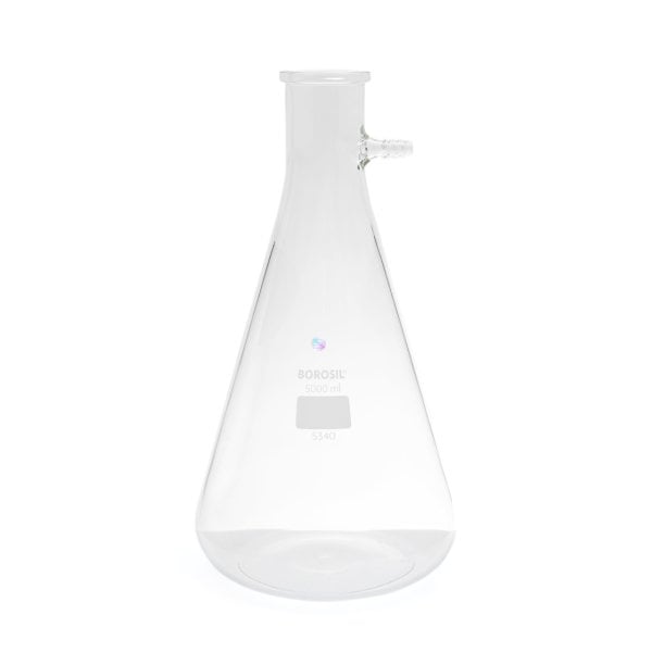 Borosil Cam Nuçe Erlen 5000 ml - Cam Yan Kollu Vakum Erleni