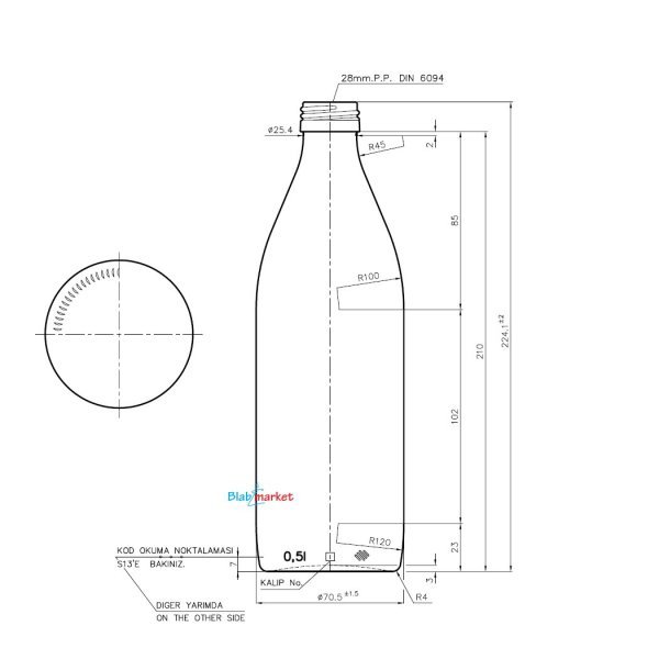 Borox Cam Amber Şişe 500 ml - Kilit Kapaklı Şişe Kahverengi