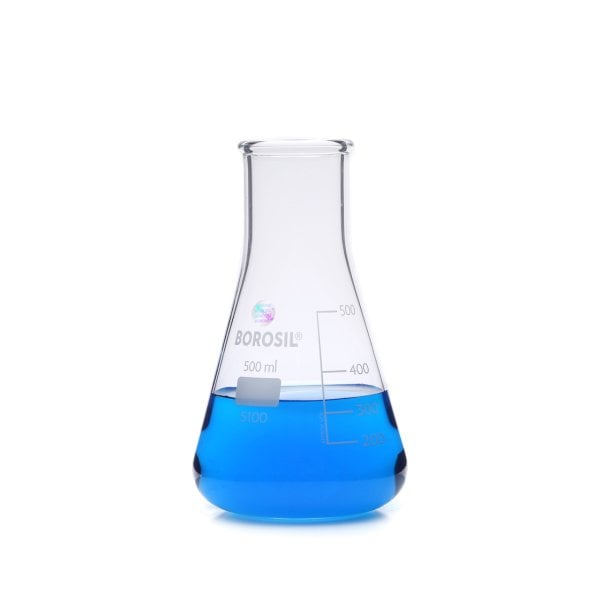 Borosil Cam Erlen 500 ml - Erlenmeyer Flask Geniş Boyunlu
