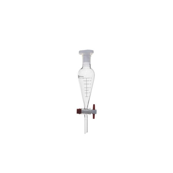 Borox Cam Ayırma Hunisi 50 ml - Konik Tip - Teflon Musluklu Tıpalı - Hacim Ölçekli