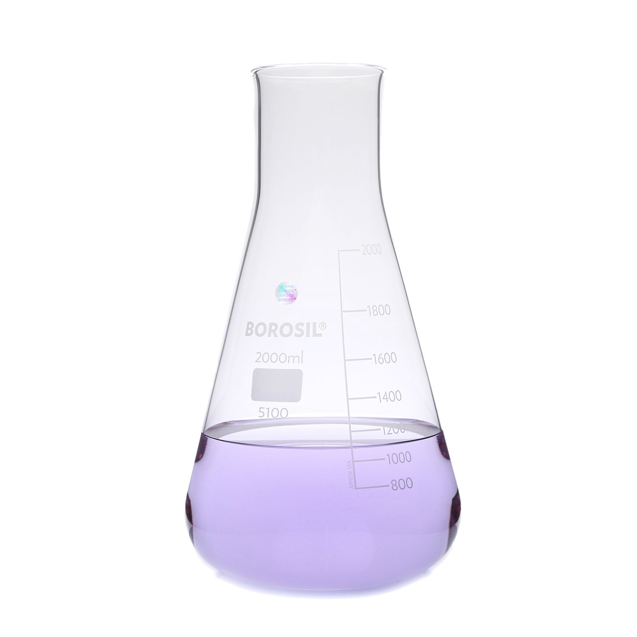 Borosil Cam Erlen 2000 ml - Erlenmeyer Flask Geniş Boyunlu