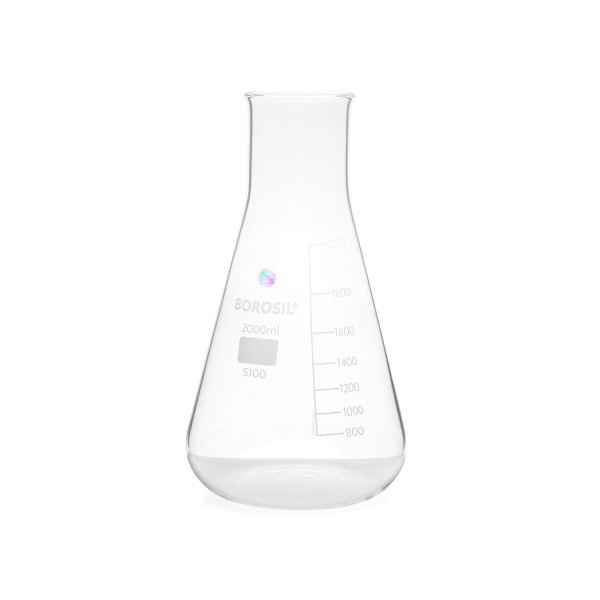 Borosil Cam Erlen 2000 ml - Erlenmeyer Flask Geniş Boyunlu