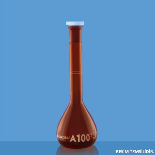 Borosil Cam Balon Joje 100 ml Amber - Plastik Tıpalı Class A