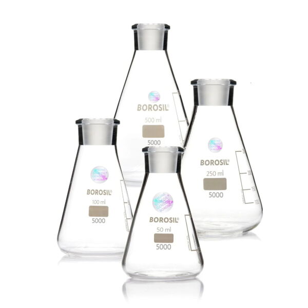 Borosil Cam Erlen Şilifli 25 ml - Erlenmeyer Flask Konik