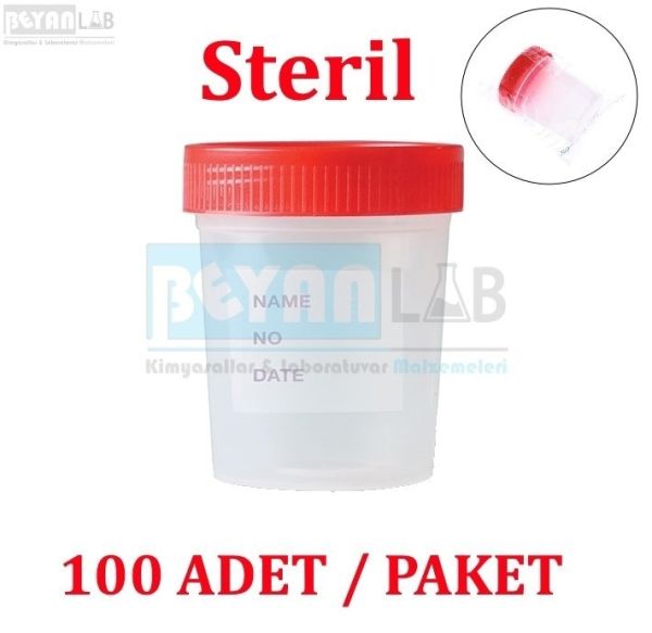 İdrar Numune Kabı 100ml - Aseptik Steril Beher 100 Adet