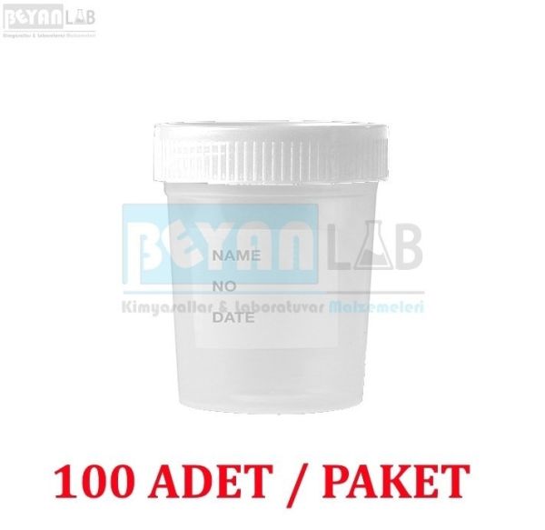 İdrar Numune Kabı 100ml - Plastik Nonsteril Şişe 100 Adet