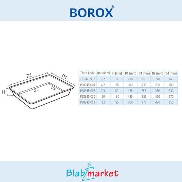 Borox Laboratuvar Tepsisi - Plastik Tepsi - 5 Adet-Set - Tray