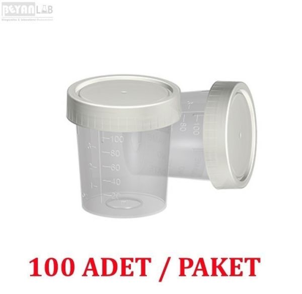 İdrar Numune Kabı 100ml - Pnömatik Sistem Nonsteril 100 Adet