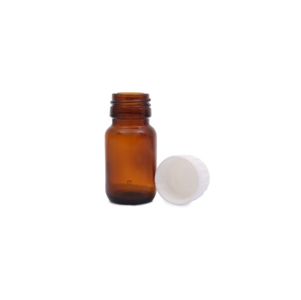 Borox Cam Amber Şişe 20 ml - Kilit Kapaklı Şişe Kahverengi - 100 Adet Toptan
