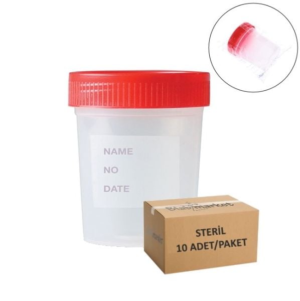 İdrar Numune Kabı 100ml - Aseptik Steril Beher 10 Adet
