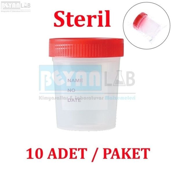 İdrar Numune Kabı 100ml - Aseptik Steril Beher 10 Adet