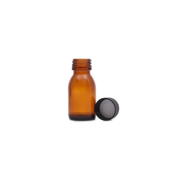 Borox Amber Cam Şişe 20 ml - Siyah Kapaklı Şişe 20cc - 100 Adet Toptan