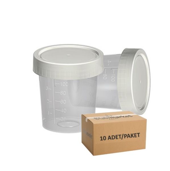 İdrar Numune Kabı 100ml - Pnömatik Sistem Nonsteril 10 Adet