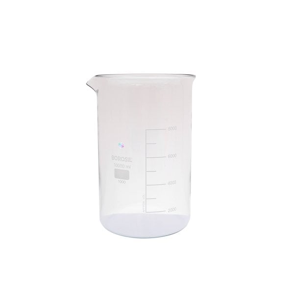 Borosil Cam Beher 10000ml - Kısa Form Isıya Dayanıklı Beaker
