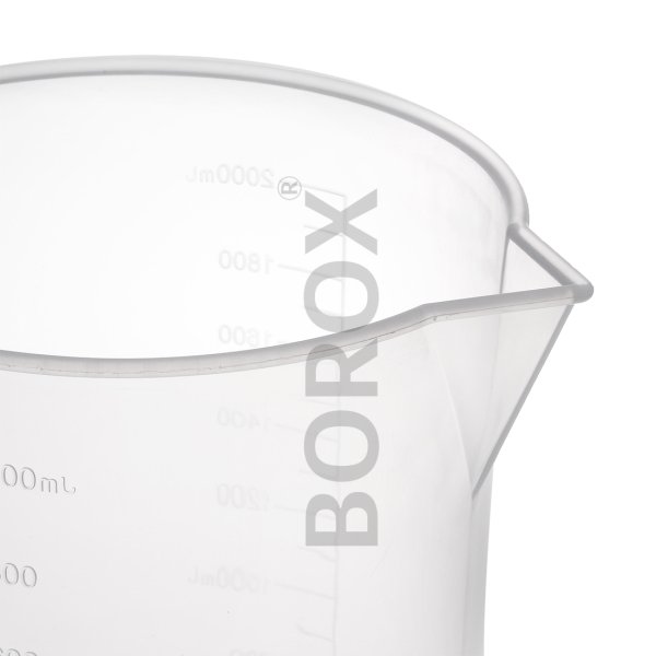 Borox Kulplu Plastik Beher 2000ml - Kabartma Dereceli Beaker