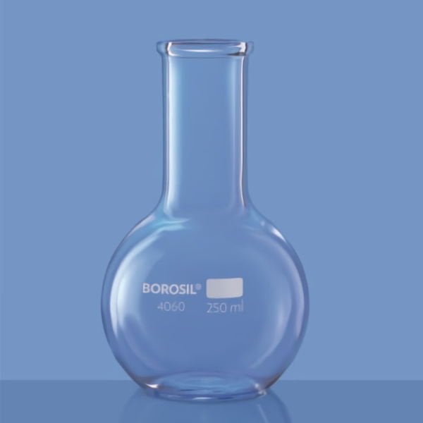 Borosil Cam Balon 1000 ml - Dibi Düz - Kaynatma Balonu