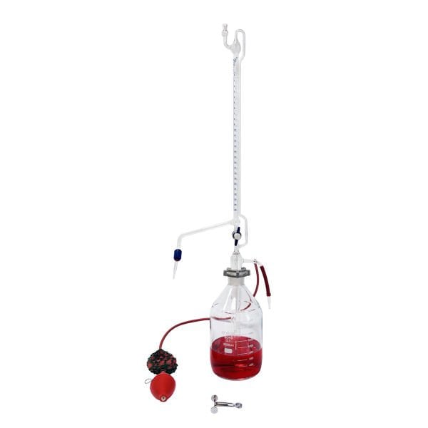 Borox Cam Otomatik Büret 25 ml 0.10 ml Teflon Musluk - Class A Sertifikalı - PTFE Ara Musluklu