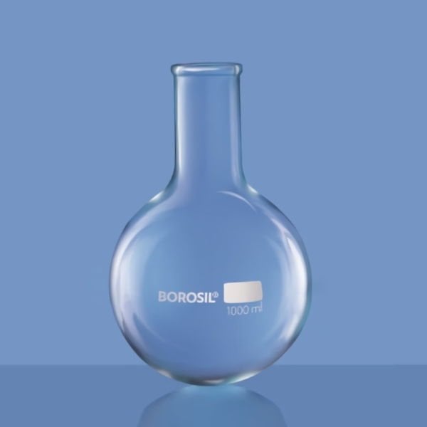 Borosil Cam Balon 1000 ml - Dibi Yuvarlak - Kaynatma Balonu