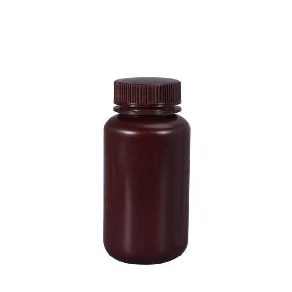 Borox Numune Şişesi 250ml - Vida Kapaklı - HDPE Amber Şişe - Geniş Ağızlı Saklama Şişesi