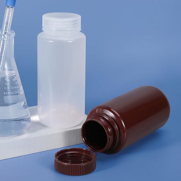 Borox Numune Şişesi 250ml - Vida Kapaklı - HDPE Amber Şişe - Geniş Ağızlı Saklama Şişesi