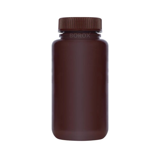 Borox Numune Şişesi 500ml - Vida Kapaklı - HDPE Amber Şişe - Geniş Ağızlı Saklama Şişesi