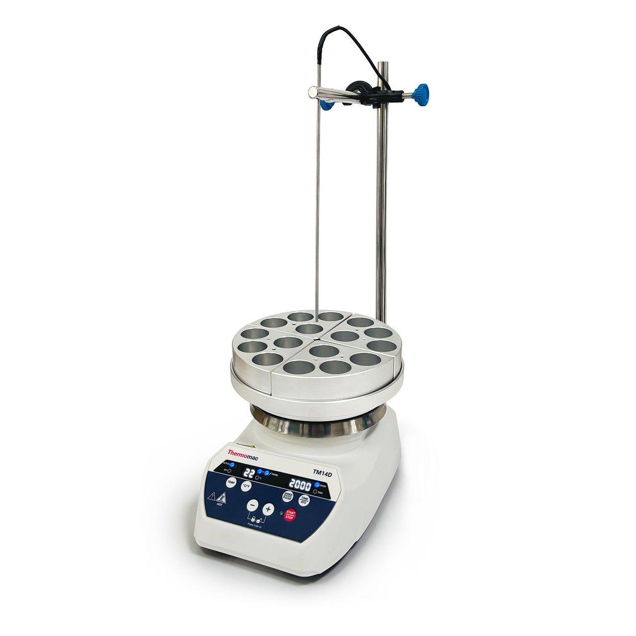 Thermomac TM14D Dijital Isıtıcılı Manyetik Karıştırıcı 10L - Digital Hot Plate Stirrer - 10 Litre Isıtıcı Tabla+Taşıyıcı Plaka+4x30ml Tüp Blok Set