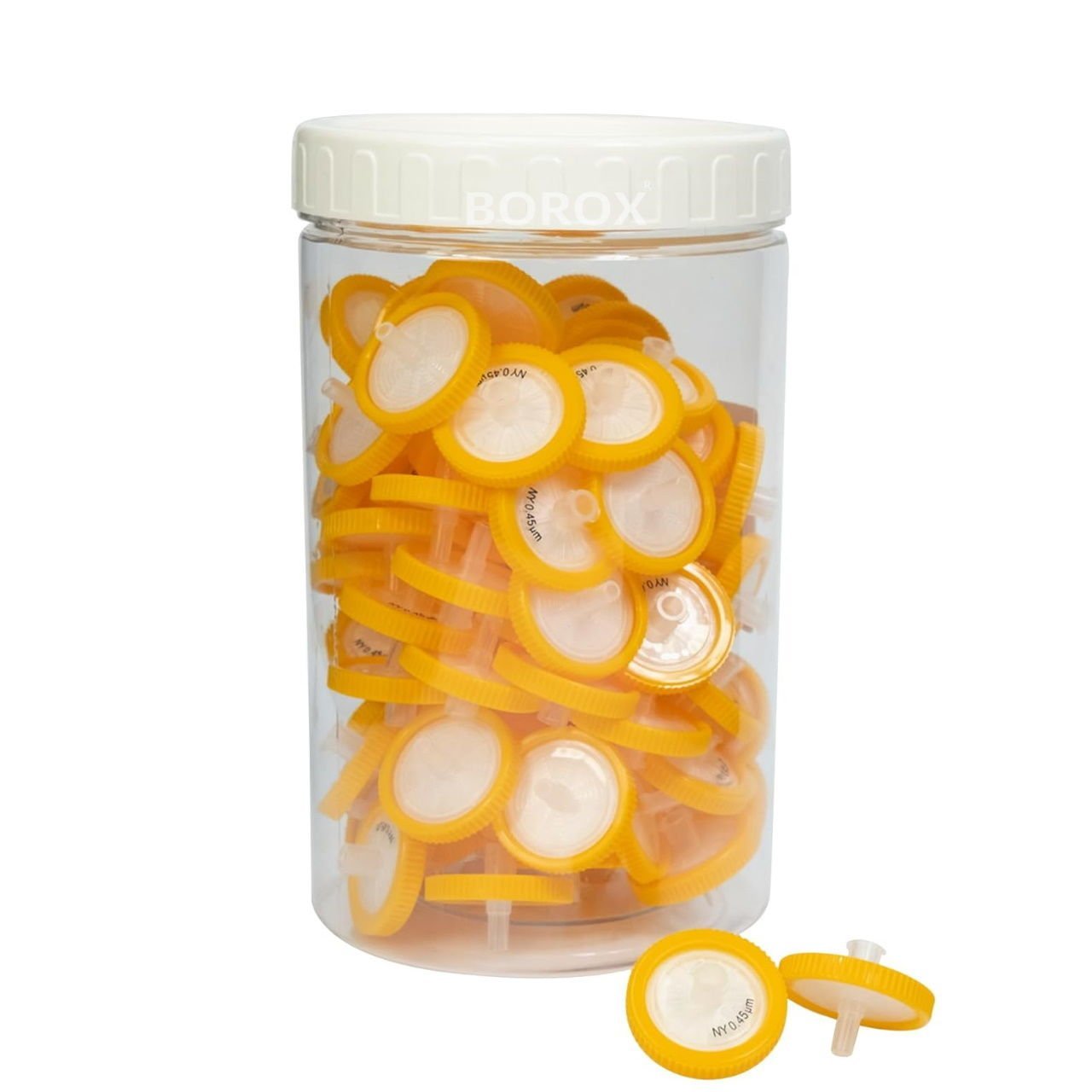 Borox Naylon Şırınga Filtre - Non Steril 0.45µm - Nylon Syringe Filter - Turuncu - 100 Adet